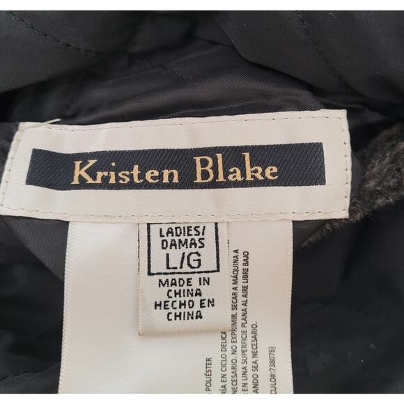 Kristen Blake Womens Brown Quilted Hooded Faux Fur Reversible Puffer Vest Size L - Picture 10 of 11